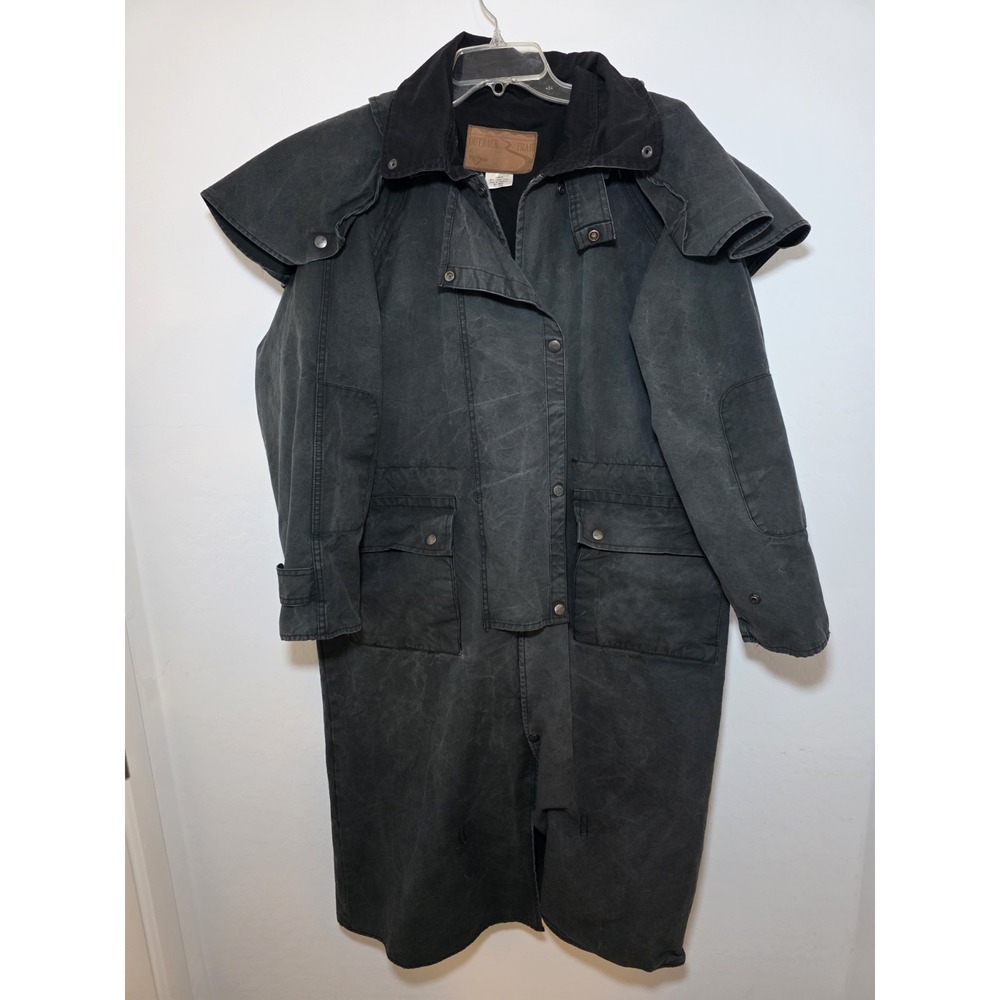 The Outback Trading Co Collection Oilskin Waxed Duster Jacket Coat Size L Faded